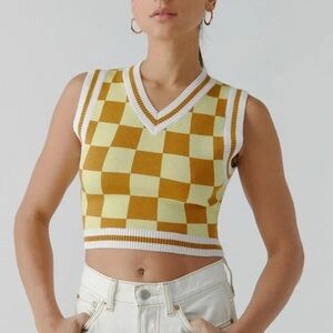 Yellow and Brown Urban Outfitters Sweater Vest